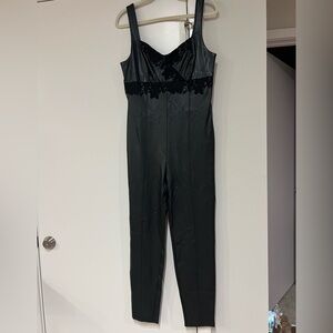 Guess Black Lace Detail Jumpsuit soft, stretchy faux leather
